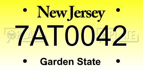7AT0042 New Jersey License Plate