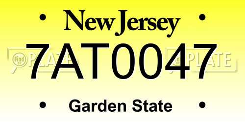 7AT0047 New Jersey License Plate