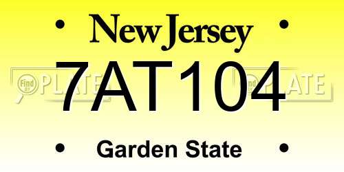 7AT104 New Jersey License Plate