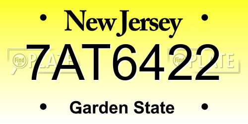 7AT6422 New Jersey License Plate