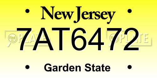 7AT6472 New Jersey License Plate