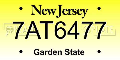 7AT6477 New Jersey License Plate
