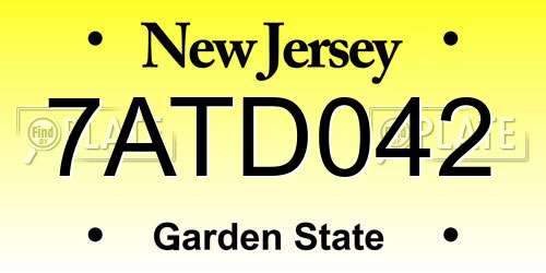 7ATD042 New Jersey License Plate