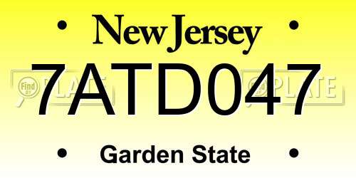 7ATD047 New Jersey License Plate