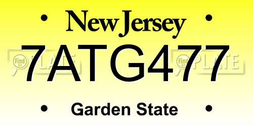 7ATG477 New Jersey License Plate