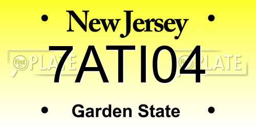 7ATI04 New Jersey License Plate
