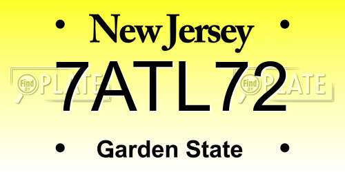 7ATL72 New Jersey License Plate