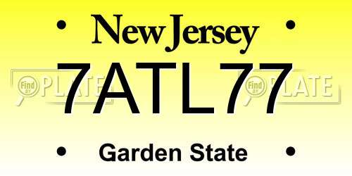 7ATL77 New Jersey License Plate