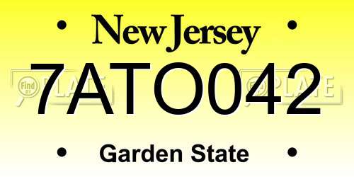 7ATO042 New Jersey License Plate