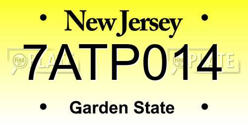 7ATP014 New Jersey License Plate