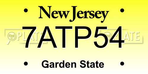 7ATP54 New Jersey License Plate