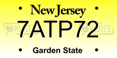 7ATP72 New Jersey License Plate