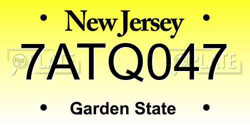 7ATQ047 New Jersey License Plate