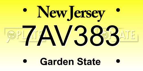 7AV383 New Jersey License Plate