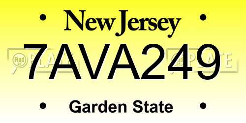 7AVA249 New Jersey License Plate