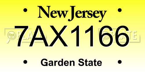 7AX1166 New Jersey License Plate