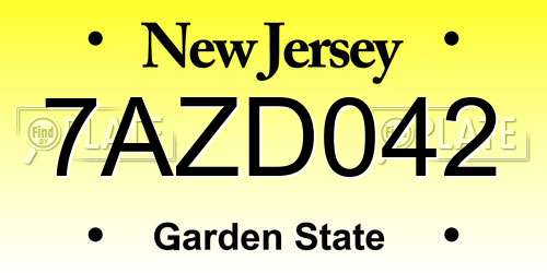 7AZD042 New Jersey License Plate