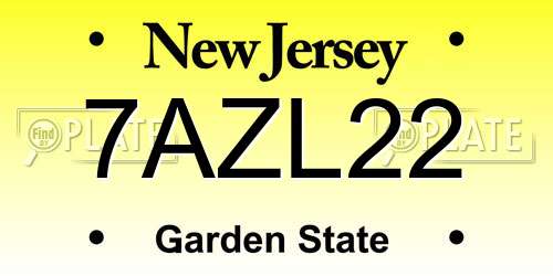 7AZL22 New Jersey License Plate