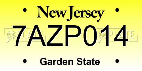7AZP014 New Jersey License Plate