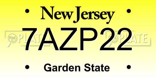 7AZP22 New Jersey License Plate