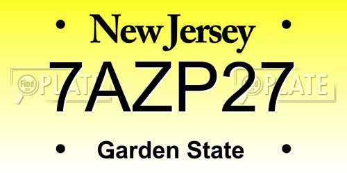 7AZP27 New Jersey License Plate