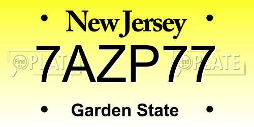 7AZP77 New Jersey License Plate