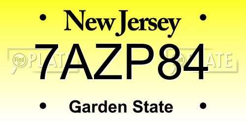 7AZP84 New Jersey License Plate
