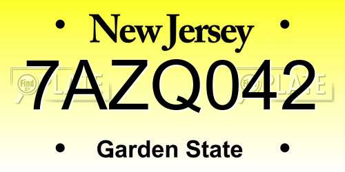 7AZQ042 New Jersey License Plate