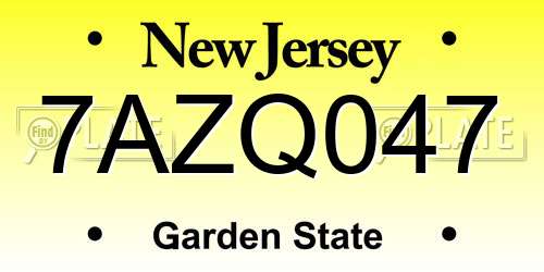 7AZQ047 New Jersey License Plate