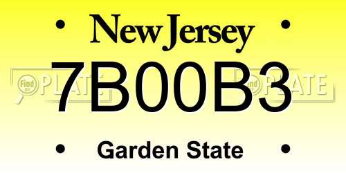 7B00B3 New Jersey License Plate