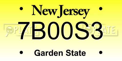 7B00S3 New Jersey License Plate