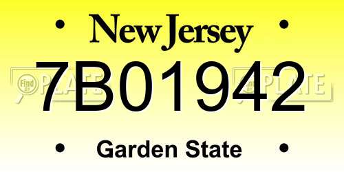 7B01942 New Jersey License Plate
