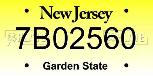 7B02560 New Jersey License Plate