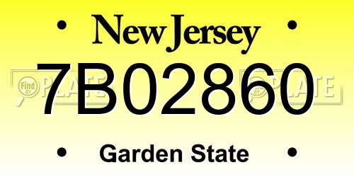 7B02860 New Jersey License Plate