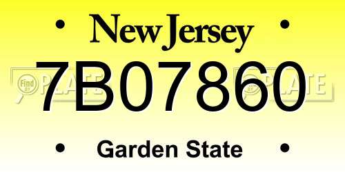 7B07860 New Jersey License Plate