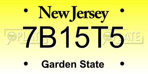 7B15T5 New Jersey License Plate