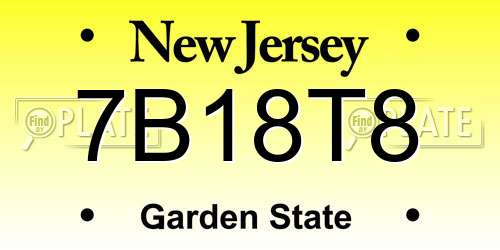 7B18T8 New Jersey License Plate