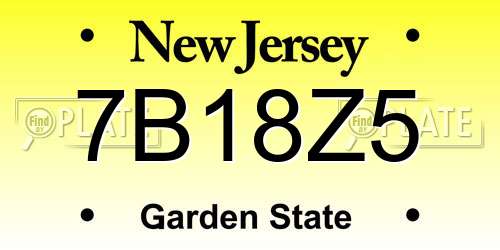7B18Z5 New Jersey License Plate