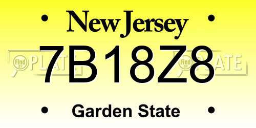 7B18Z8 New Jersey License Plate