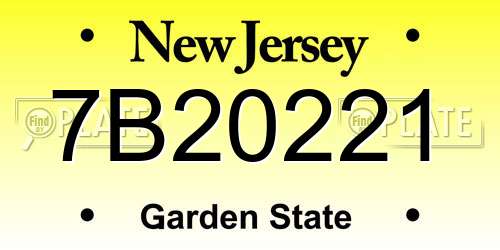 7B20221 New Jersey License Plate