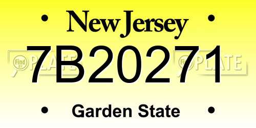7B20271 New Jersey License Plate