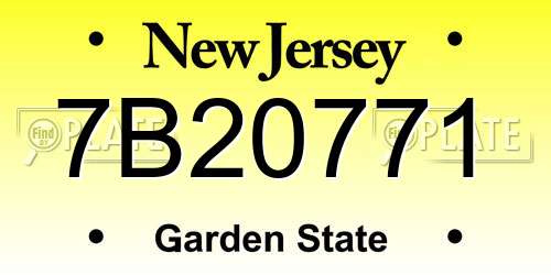 7B20771 New Jersey License Plate