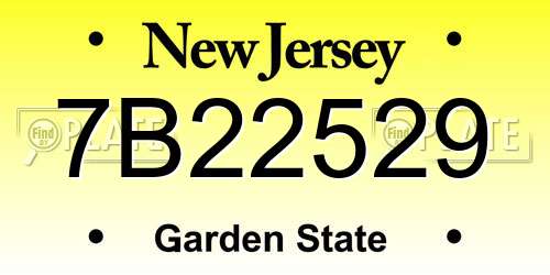 7B22529 New Jersey License Plate