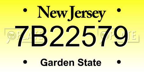 7B22579 New Jersey License Plate