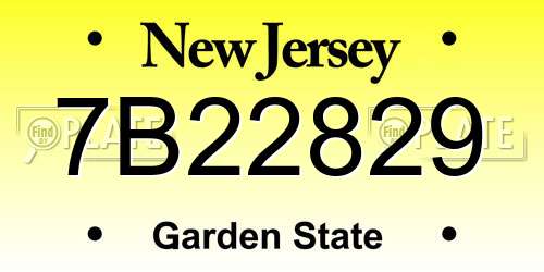 7B22829 New Jersey License Plate