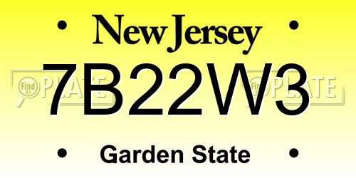 7B22W3 New Jersey License Plate