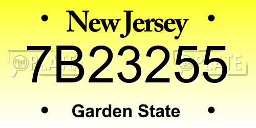 7B23255 New Jersey License Plate