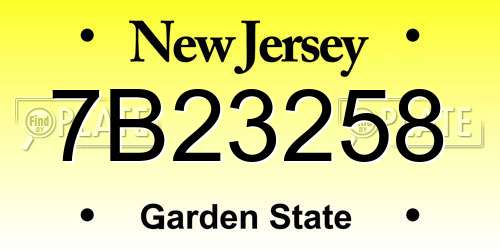 7B23258 New Jersey License Plate