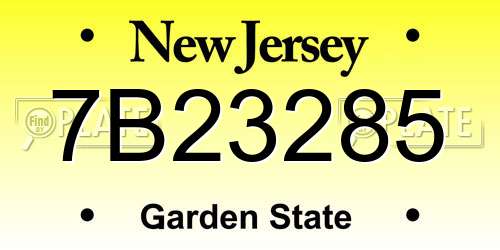 7B23285 New Jersey License Plate