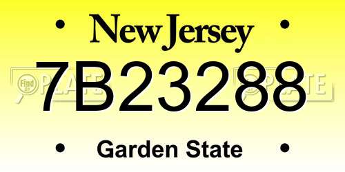 7B23288 New Jersey License Plate